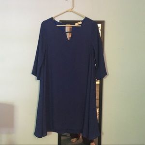 Royal Blue 3/4 Sleeve Keyhole Shift Dress M